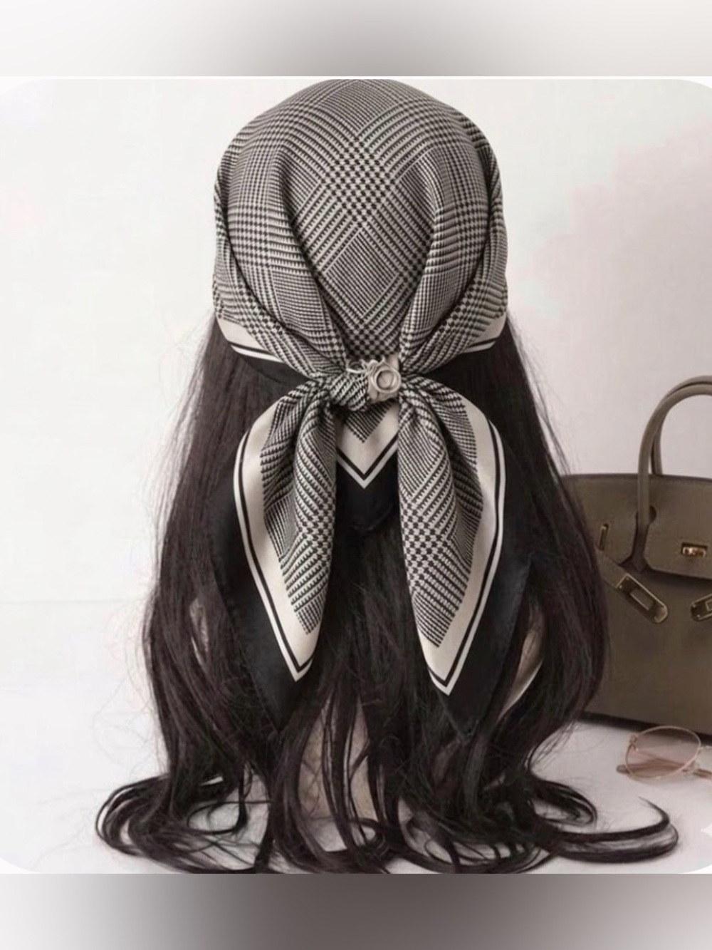 Black & White Silky Headscarf